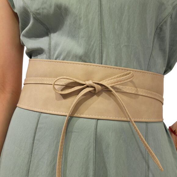 8218 Obi Belt For Women – Wide Waist In Faux Leather, Mica- Tan Beige main image 8